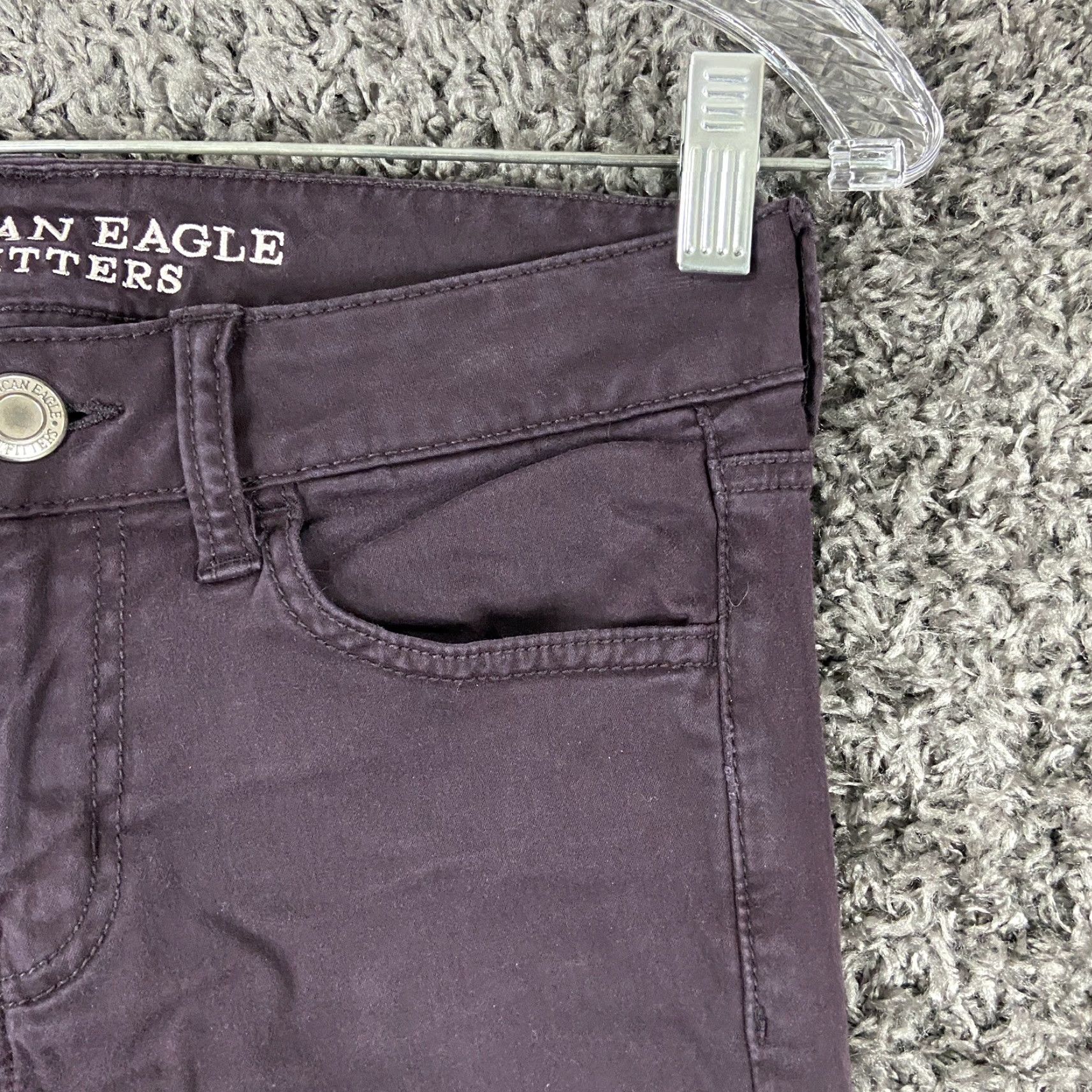 American Eagle Outfitters American Eagle Jeans Women 2 Regular Purple Super Stretch Distressed 29x27 Womens Size 26" / US 2 / IT 38 - 3 Thumbnail