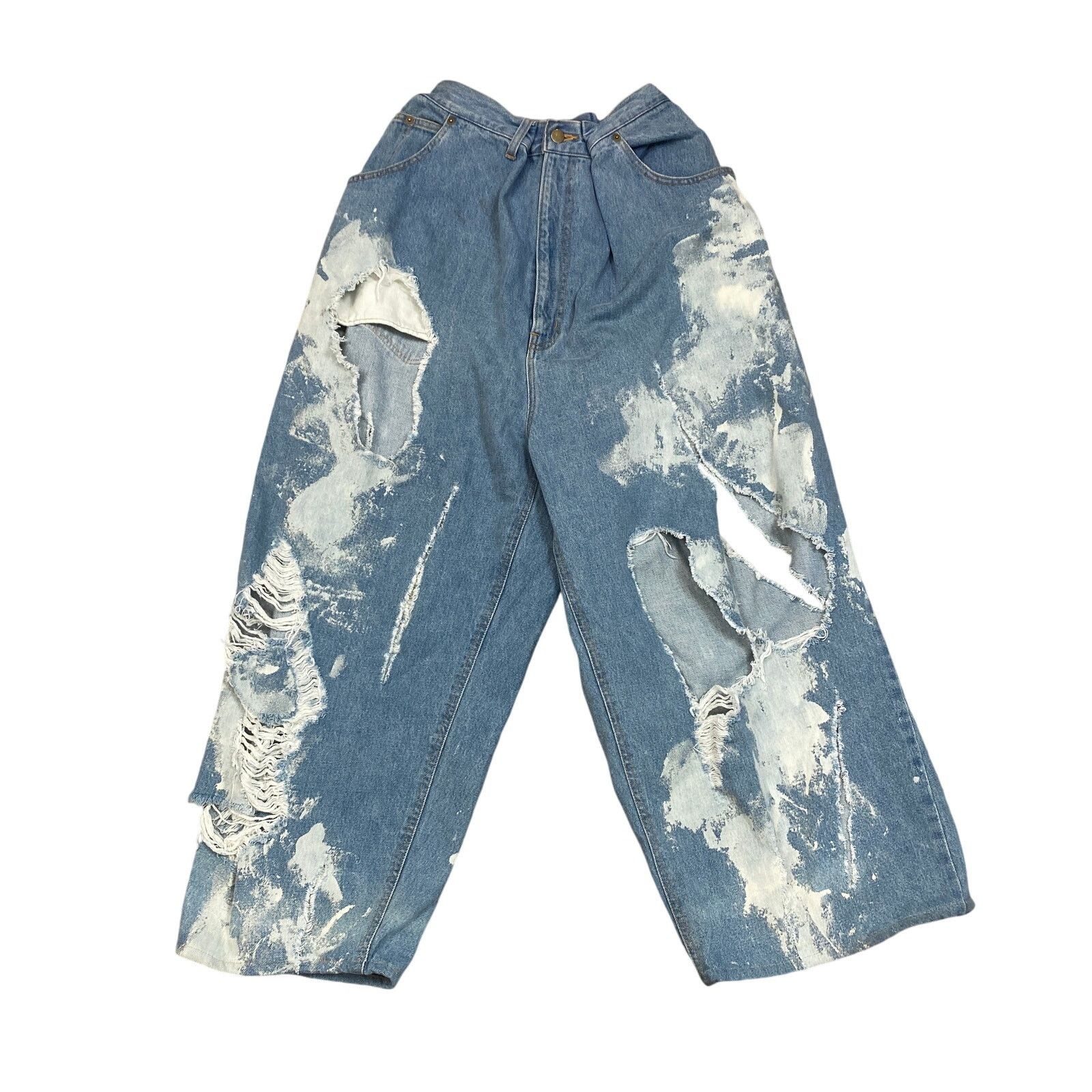 Designer × Japanese Brand Rare Mikio Sakabe Jenny Fax Distressed Acid Wash Jean Medium Size 23" - 1 Thumbnail