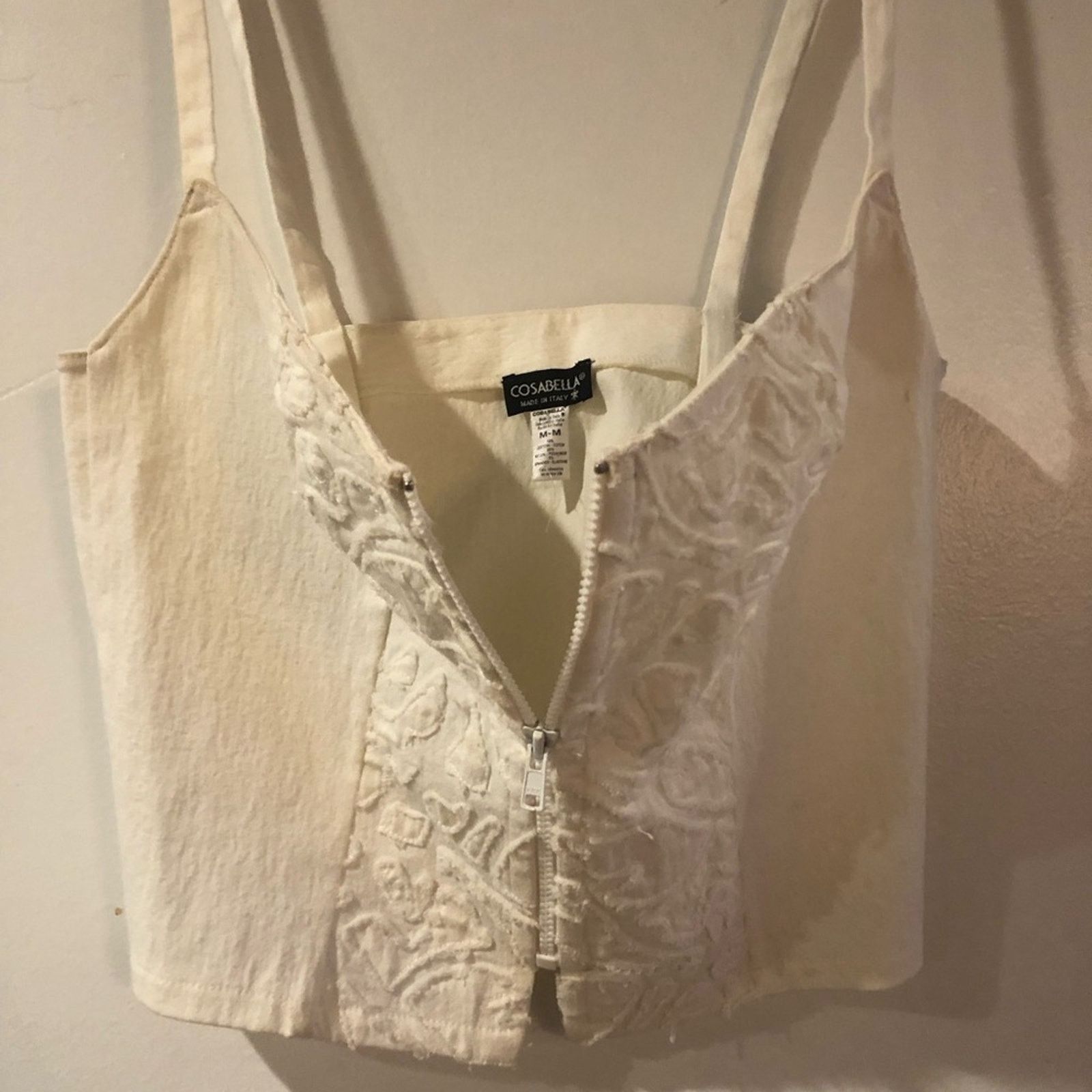 Cosabella Embroidered zip front crop top white Cosabella made in Italy Size S / US 4 / IT 40 - 6 Thumbnail