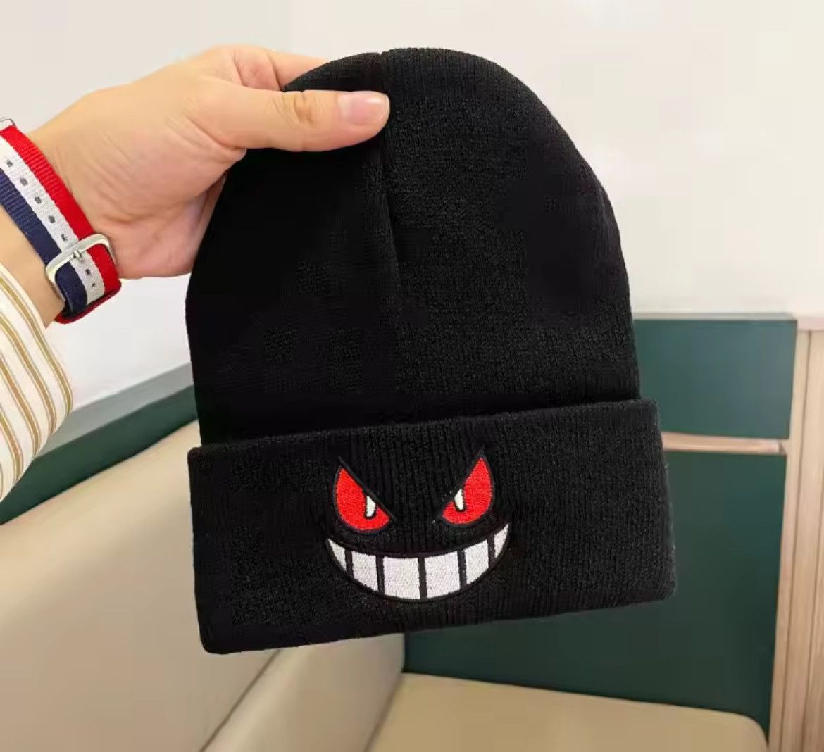 Japanese Brand Cartoon Gengar Embroidered Knitted Beanie Size ONE SIZE - 1 Thumbnail