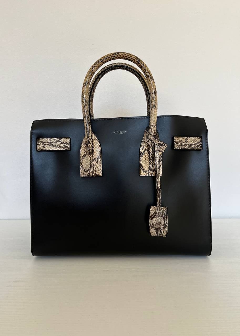 Saint Laurent Paris Saint Laurent sac de jour in black leather and rock python Size ONE SIZE - 1 Thumbnail