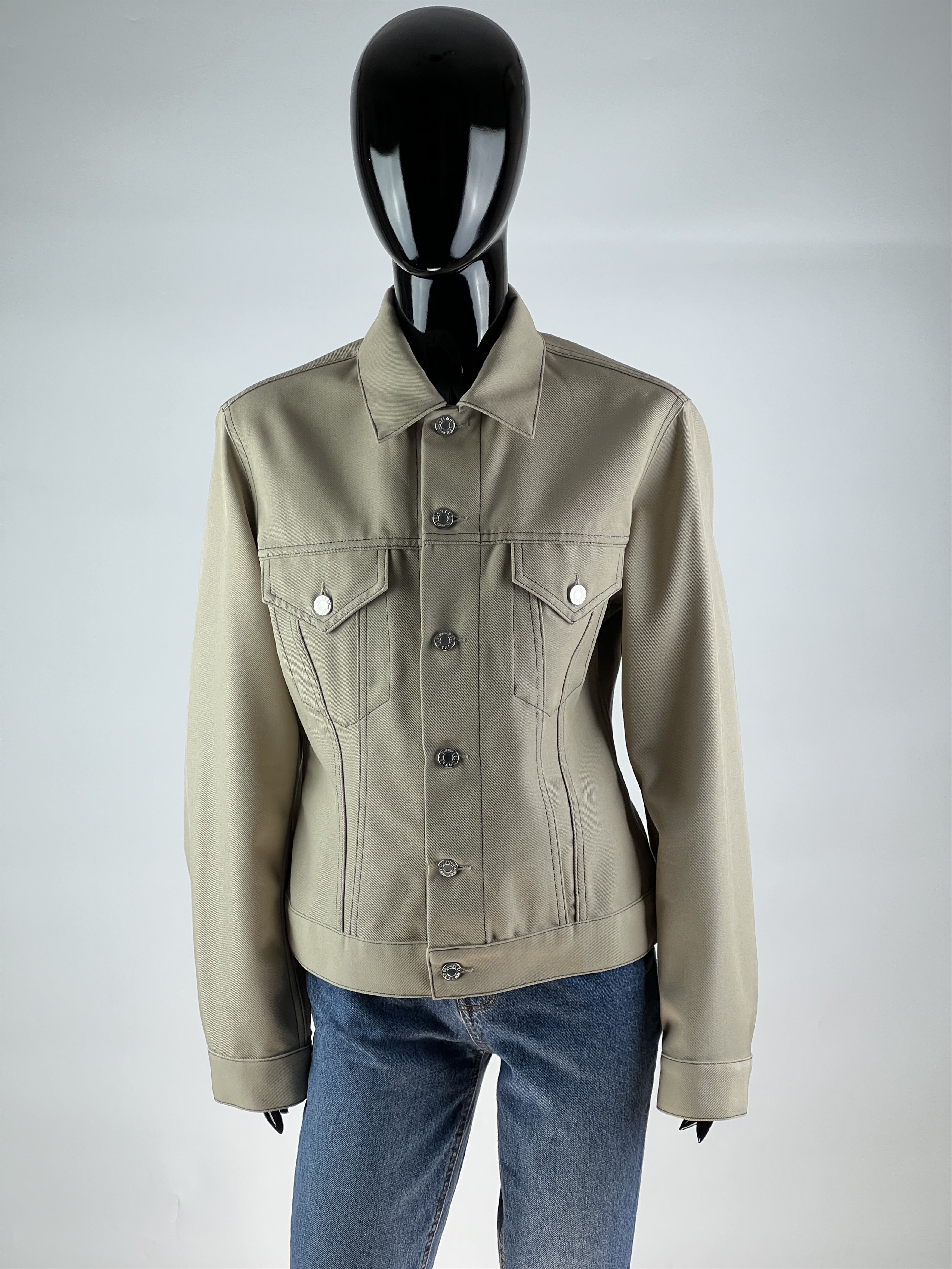Helmut Lang Helmut Lang Women's Beige Denim Jacket Size L Size M / US 6-8 / IT 42-44 - 1 Thumbnail