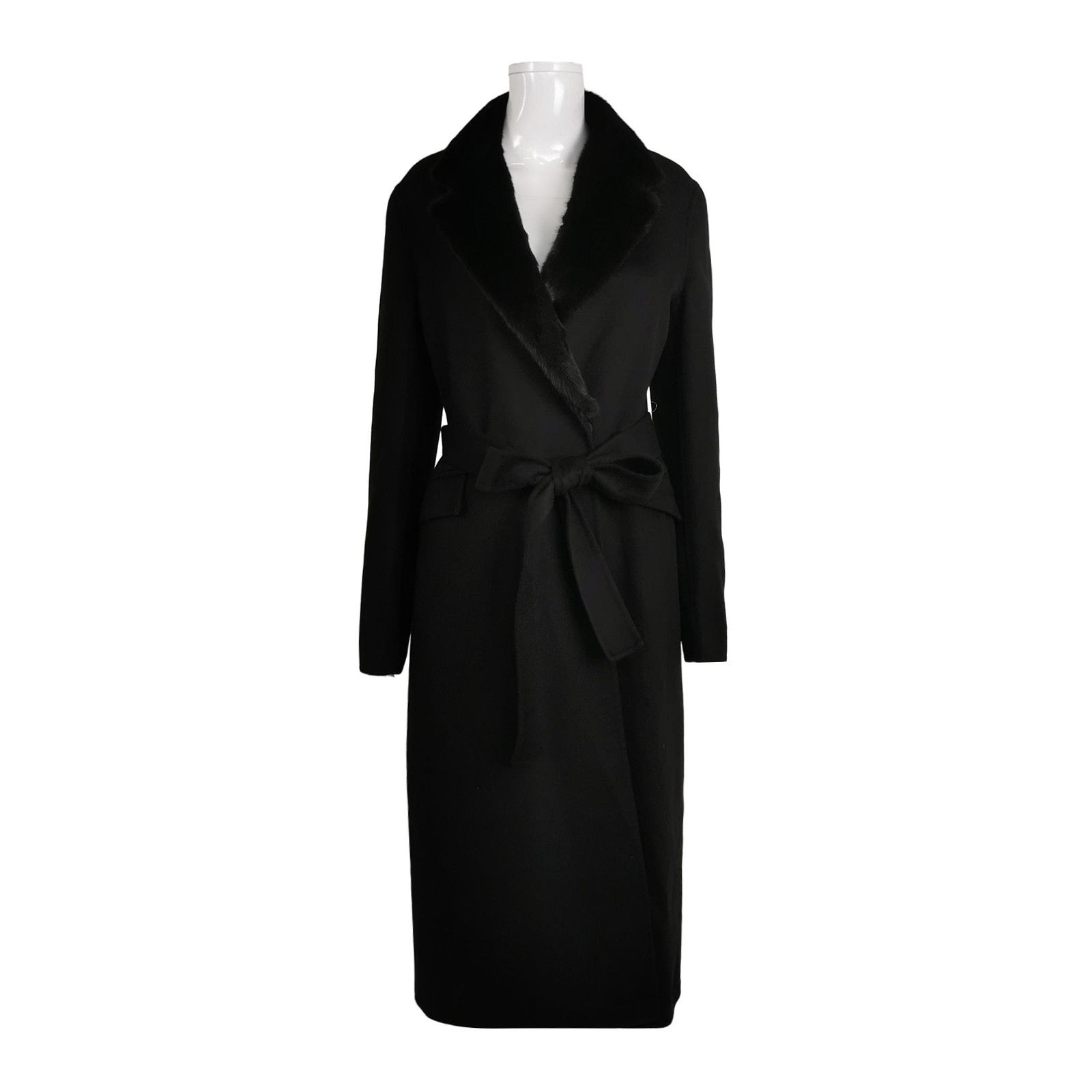 Prada Prada Wool Rabbit Blend Mink Collar Coat L/44 Size L / US 10 / IT 46 - 1 Thumbnail