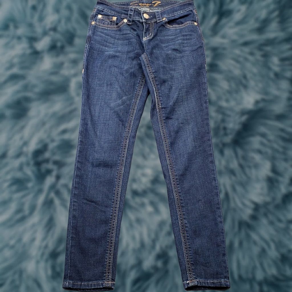 Vintage Seven7 Womens Crop Skinny Jeans Jeans Blue Medium Wash Mid Rise 4 Size 27" / US 4 / IT 40 - 1 Thumbnail
