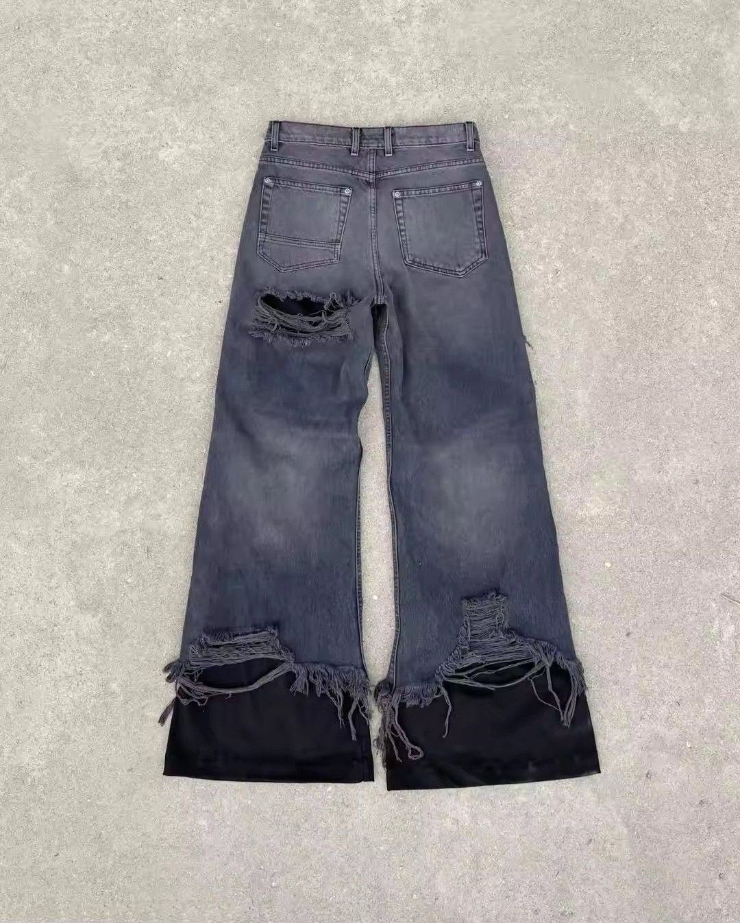 Japanese Brand Double Layer Black Baggy Denim Jean Size US 32 / EU 48 - 2 Thumbnail