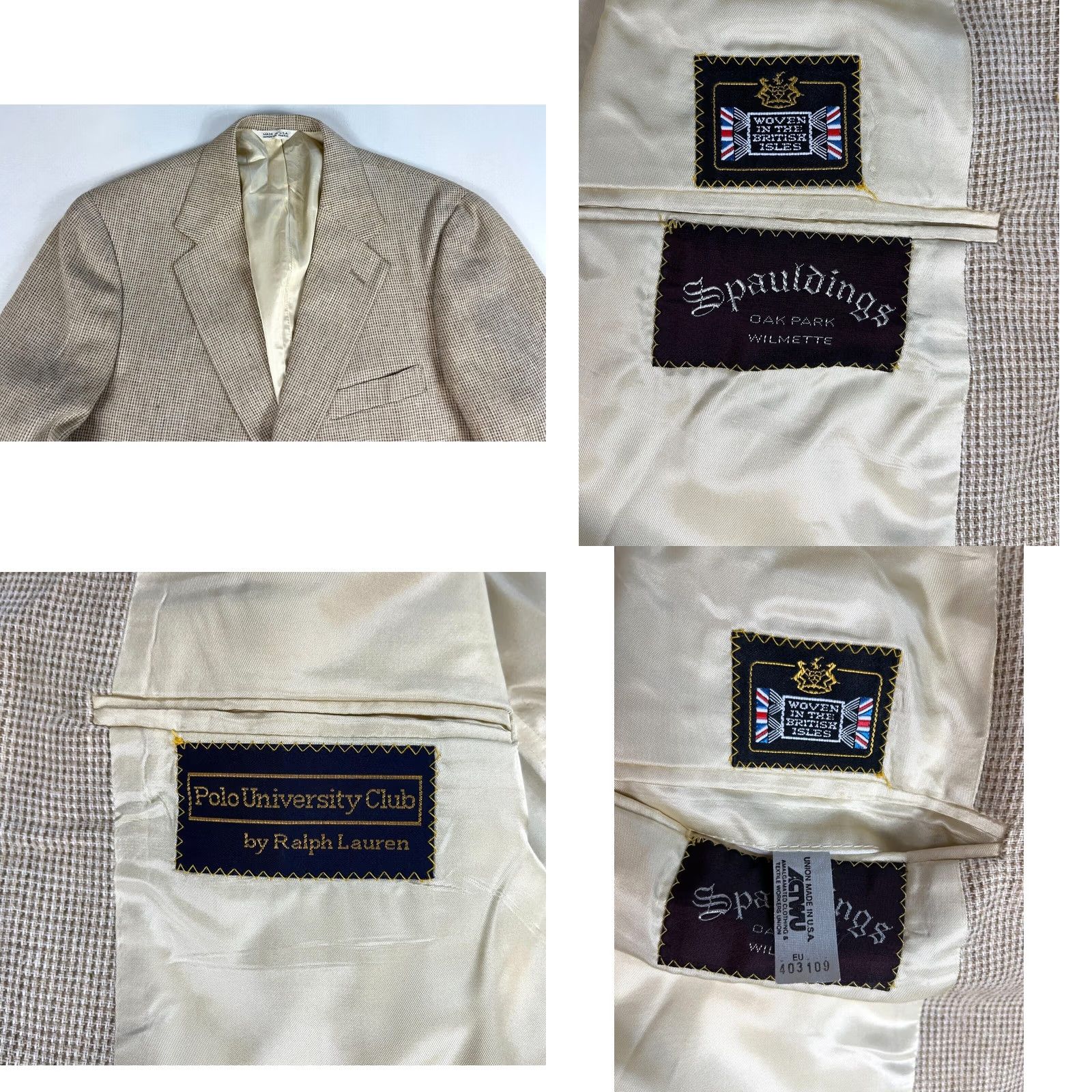 Ralph Lauren VINTAGE Ralph Lauren Blazer Wool Tweed Jacket Mens 42 Beige University Club 90s Classic Designer Jacket Size US XL / EU 56 / 4 - 8 Thumbnail