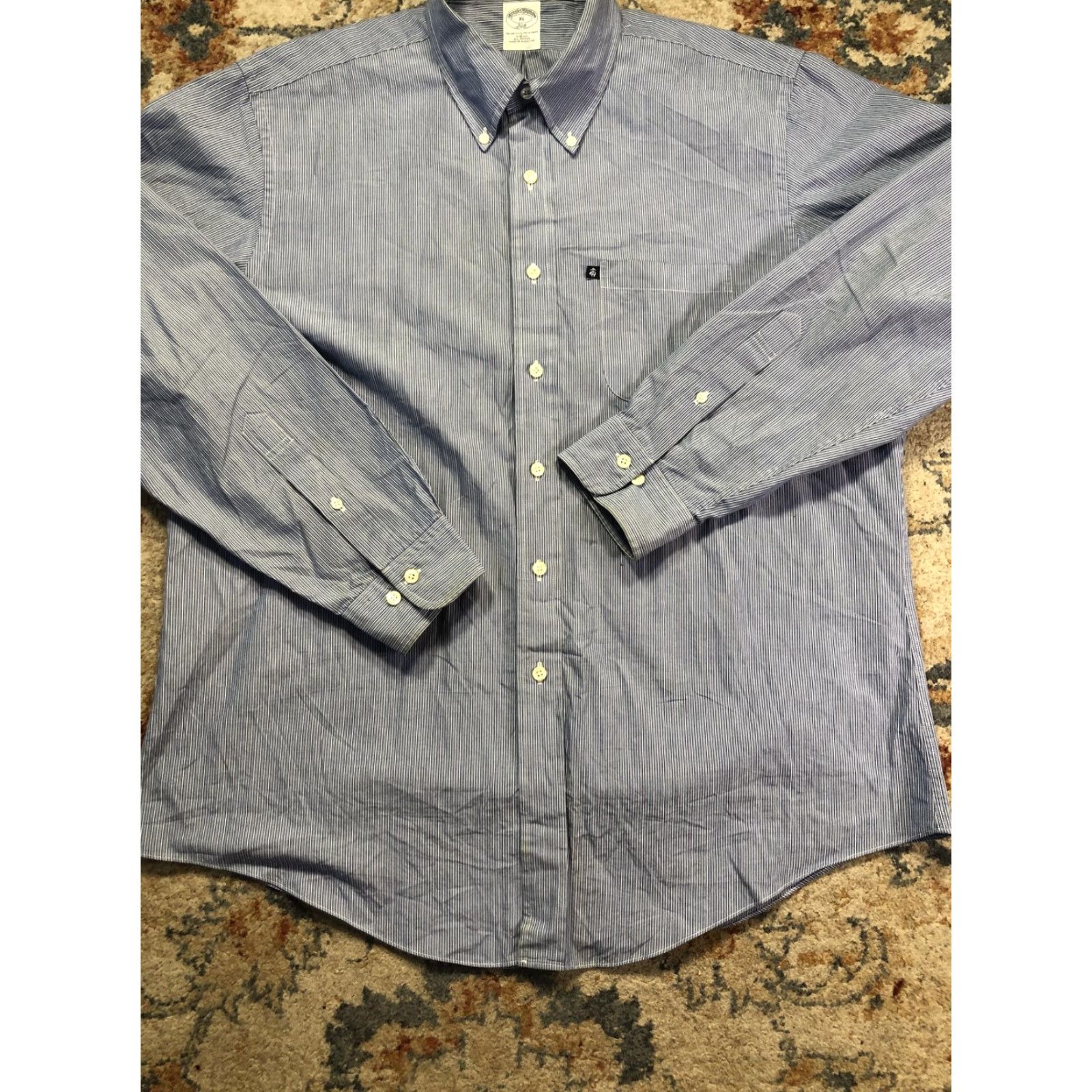 Brooks Brothers Brooks Brothers Shirt Mens XL Blue Stripe Slim Fit Long Sleeve Button Down Size US XL / EU 56 / 4 - 5 Thumbnail