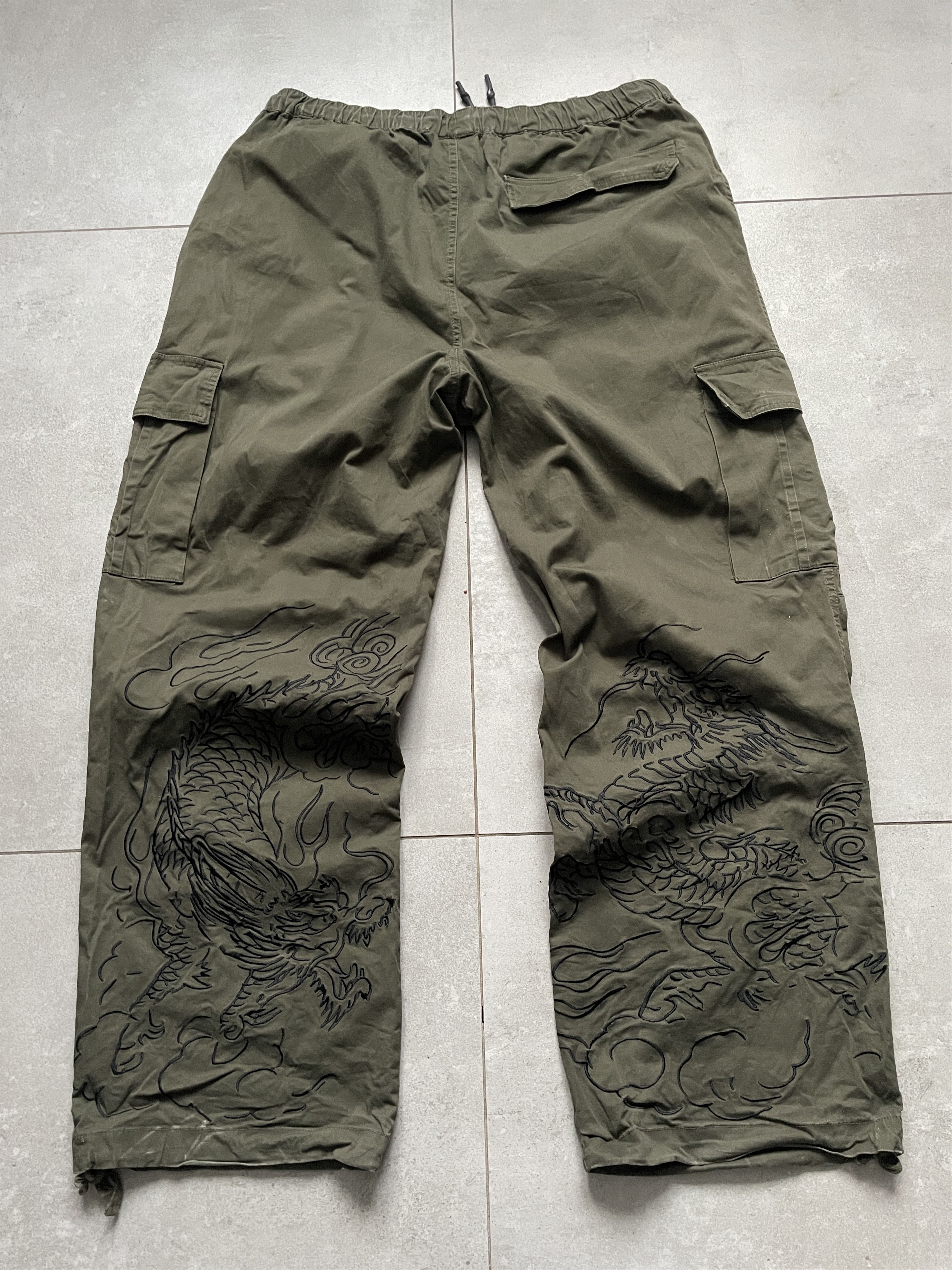 Ed Hardy ED HARDY CHRISTIAN AUDIGIER BAGGY OLIVE CARGO PANTS Size US 34 / EU 50 - 1 Thumbnail