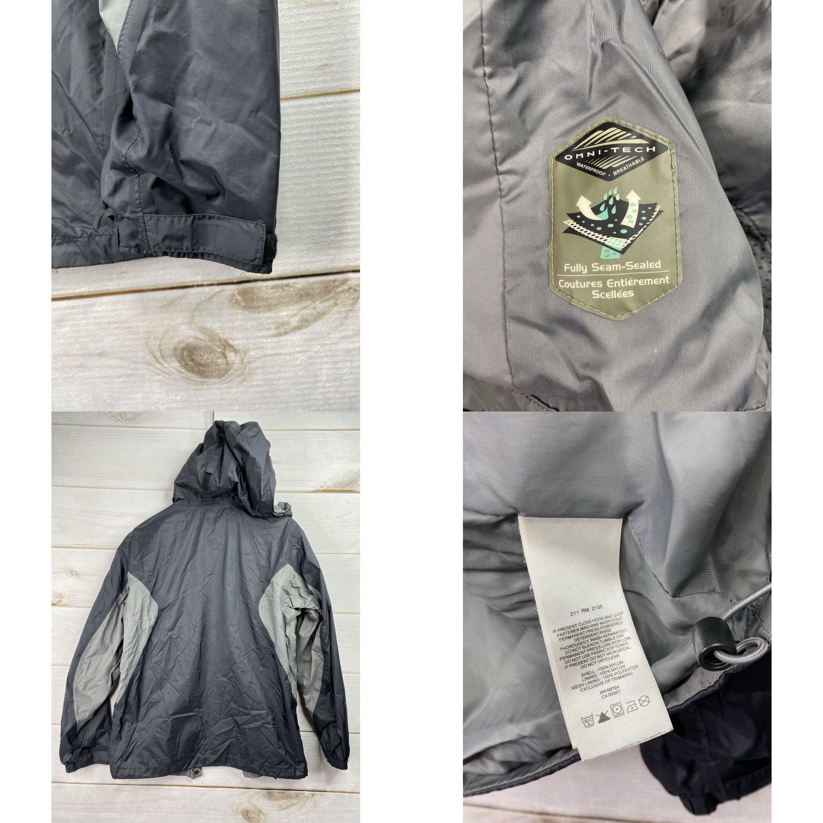 Rains Columbia Omni-Tech Rain Jacket Mens M Black Gray Waterproof Fully Seam Sealed Jacket Size US M / EU 48-50 / 2 - 8 Thumbnail