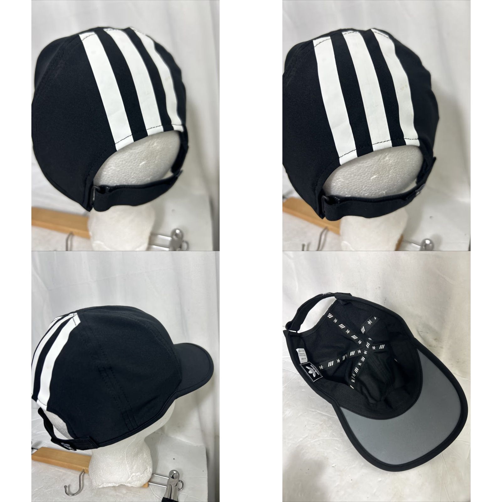 Adidas Adidas Running Hat Adjustable Hook Loop Black White Trefoil Size ONE SIZE - 8 Thumbnail