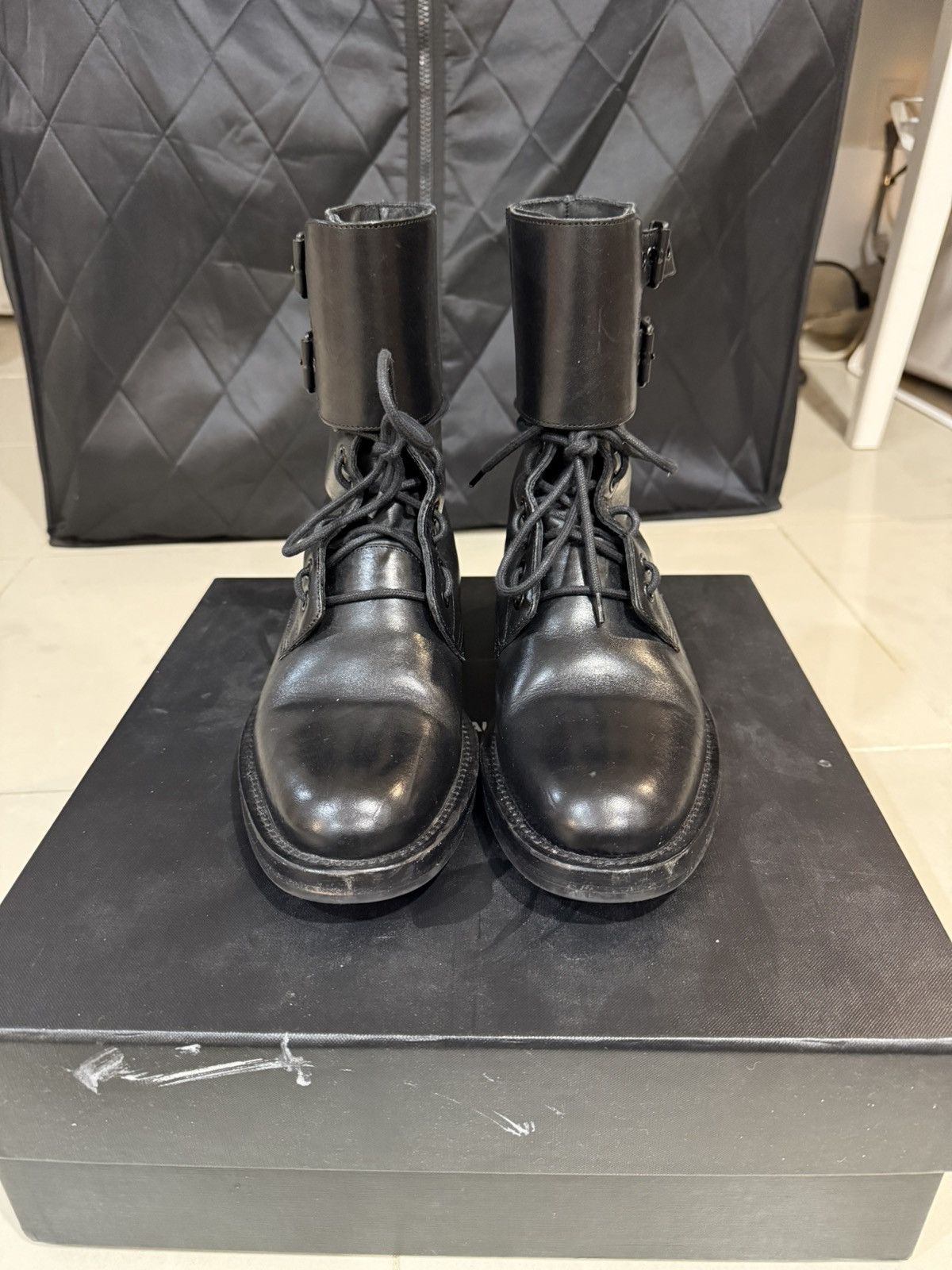 Saint Laurent Double Buckle Combat Boots