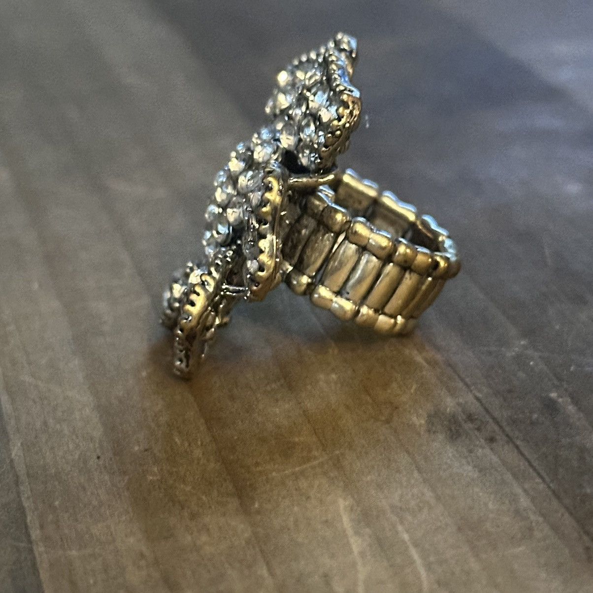 Other Large rhinestone flower stretch ring Size ONE SIZE - 5 Thumbnail