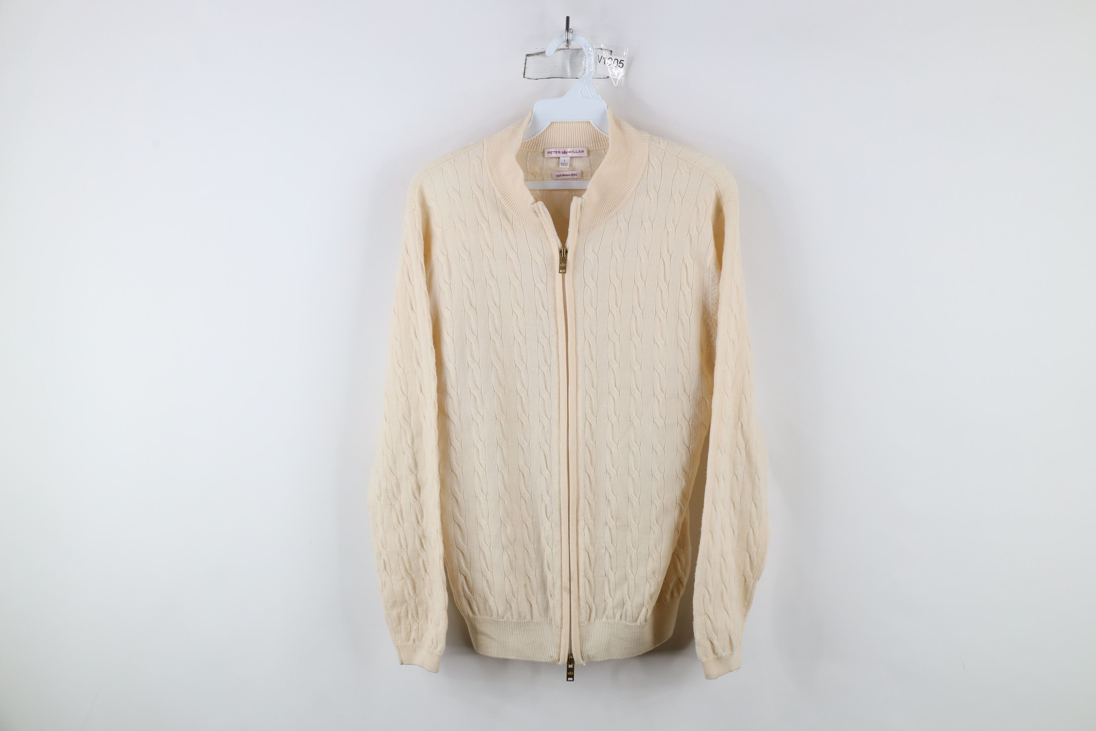 Vintage Peter Millar Merino Wool Cable Knit Zip Cardigan Sweater Size L / US 10 / IT 46 - 1 Thumbnail