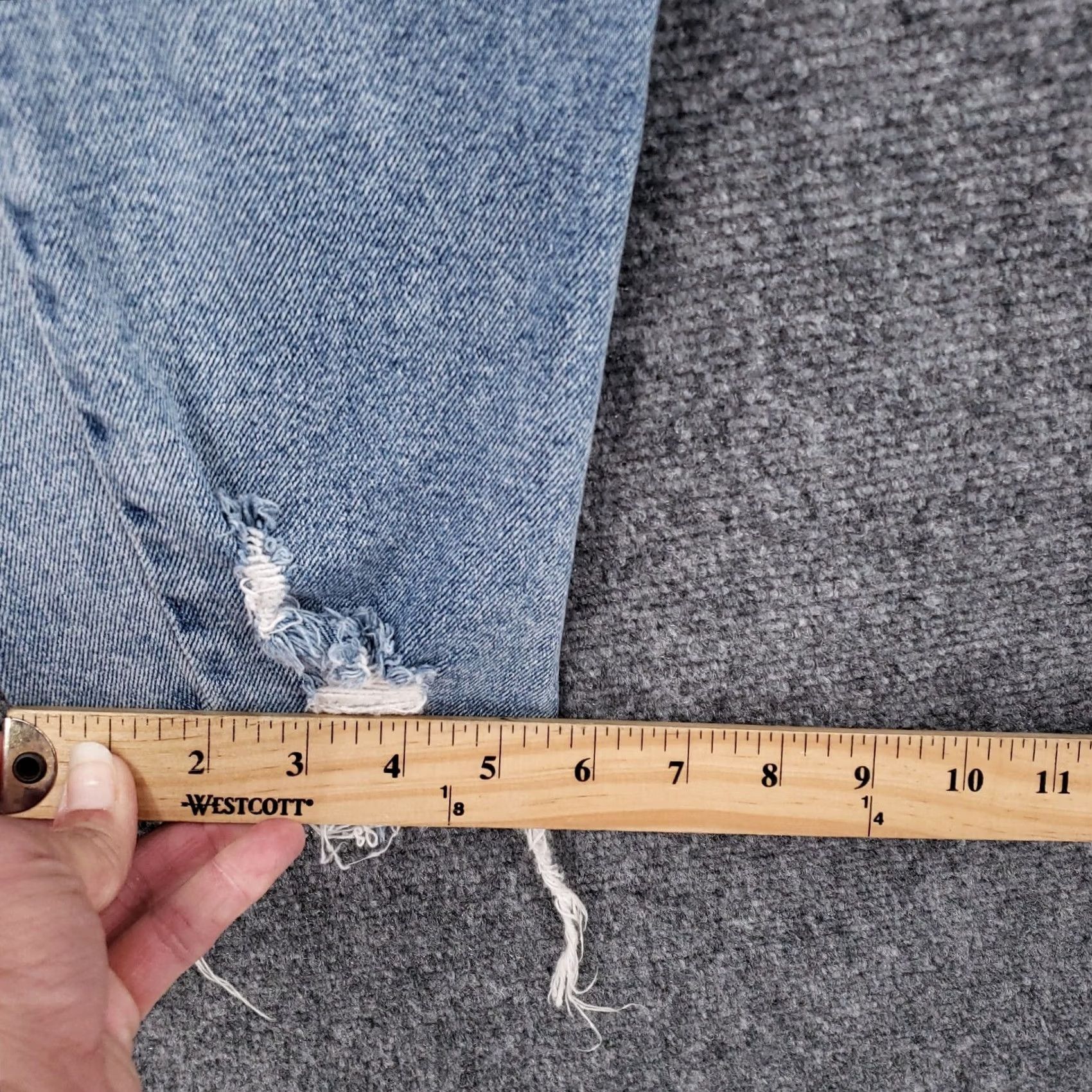 Vintage Cello Jeans Womens 7/28 Junior Mom Crop High Rise Denim Distressed Stretch Blue Size 28" / US 6 / IT 42 - 6 Thumbnail
