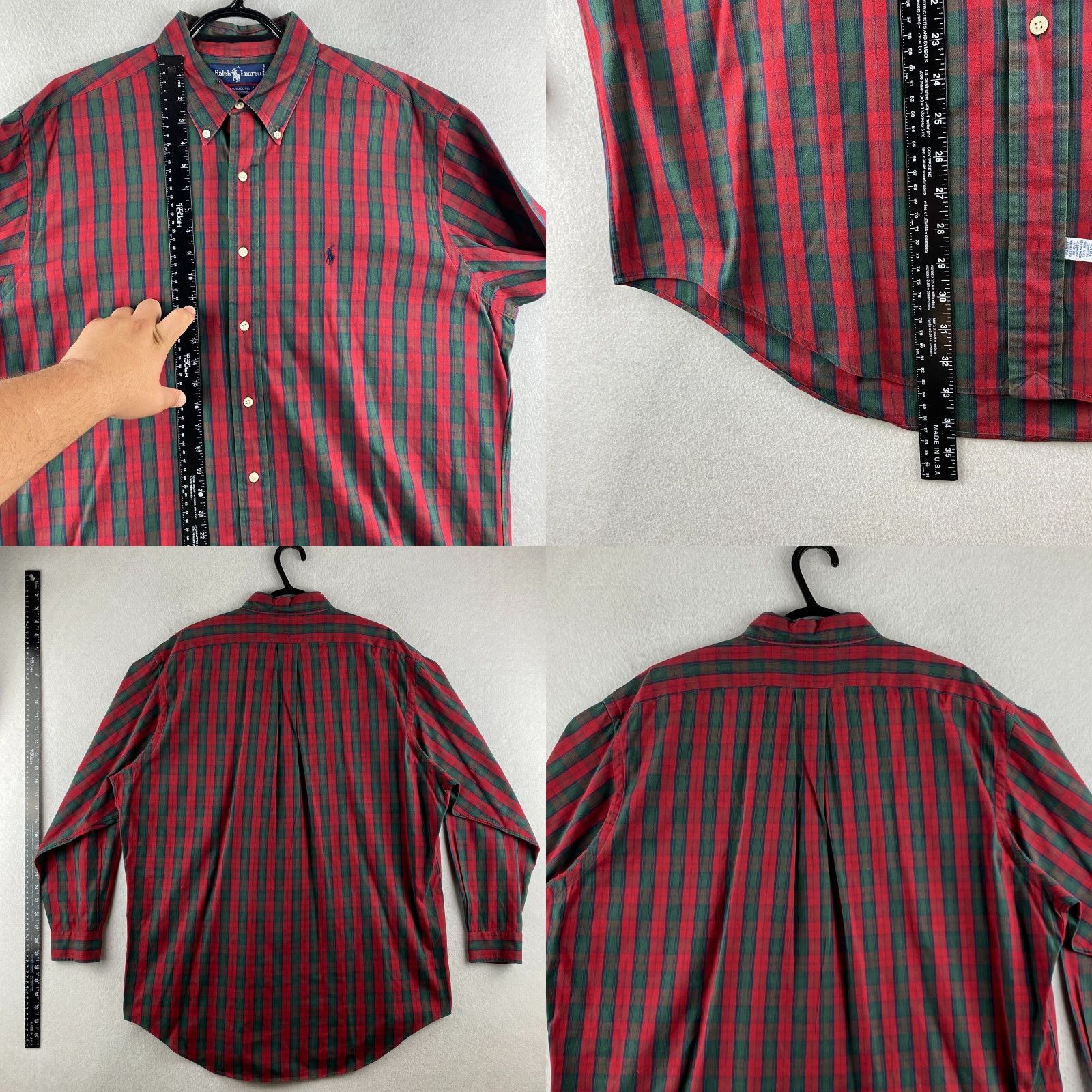 Polo Ralph Lauren VINTAGE Polo Ralph Lauren Shirt Mens 16 1/2 - 34 Red Button-Down Yarmouth Plaid Size US L / EU 52-54 / 3 - 9 Thumbnail