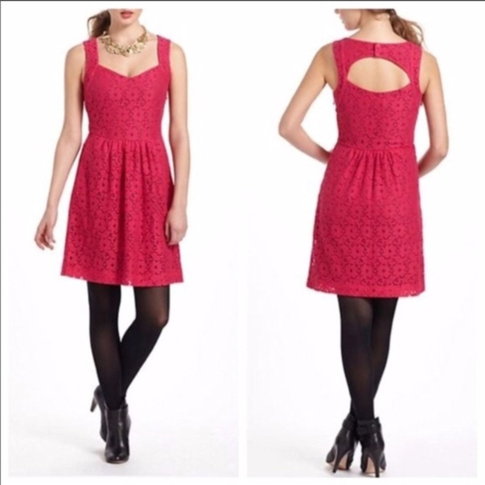 Anthropologie Anthropologie Deletta Silverfield Pink Lace Eyelet Dress M Size M / US 6-8 / IT 42-44 - 1 Thumbnail