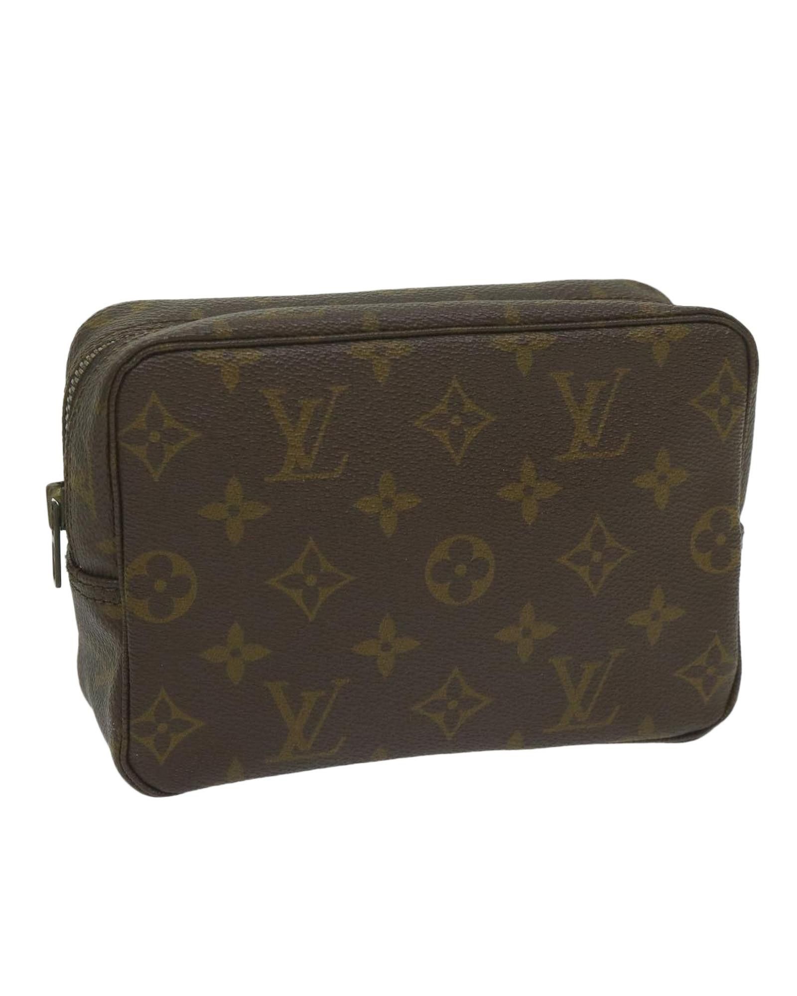 image of Louis Vuitton Compact Canvas Travel Pouch By Luxury Designer in Brown, Women's