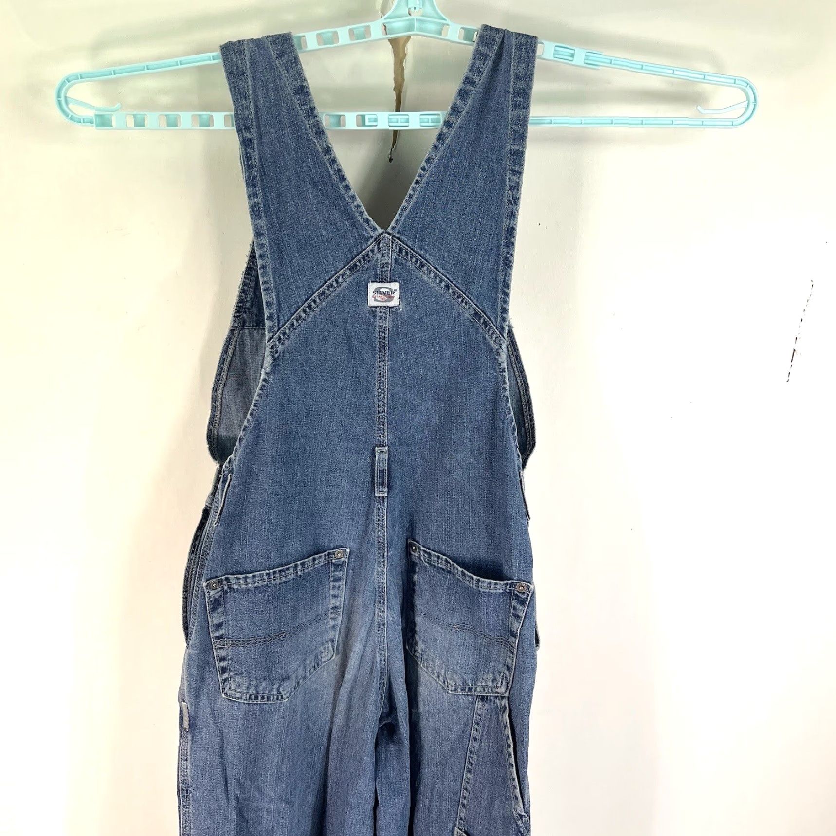 Silver Jeans Co. Vintage Silver Jeans Blue Flared Denim Bibs Womens Size 32 Distressed Relaxed Fit Size 24" / US 00 / IT 34 - 7 Thumbnail