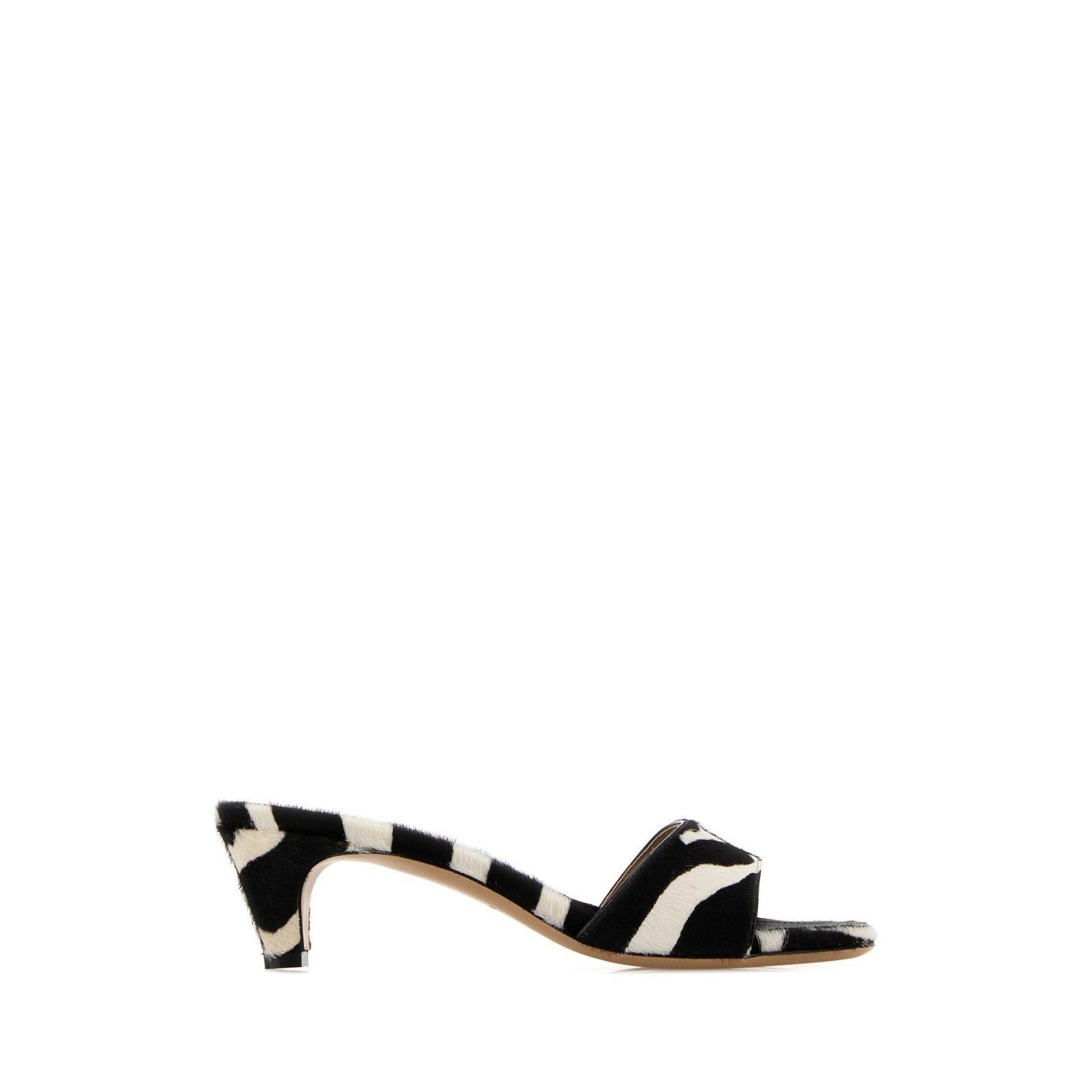 FERRAGAMO Tatiana Black/White 40mm Mules New & Authentic (Wo