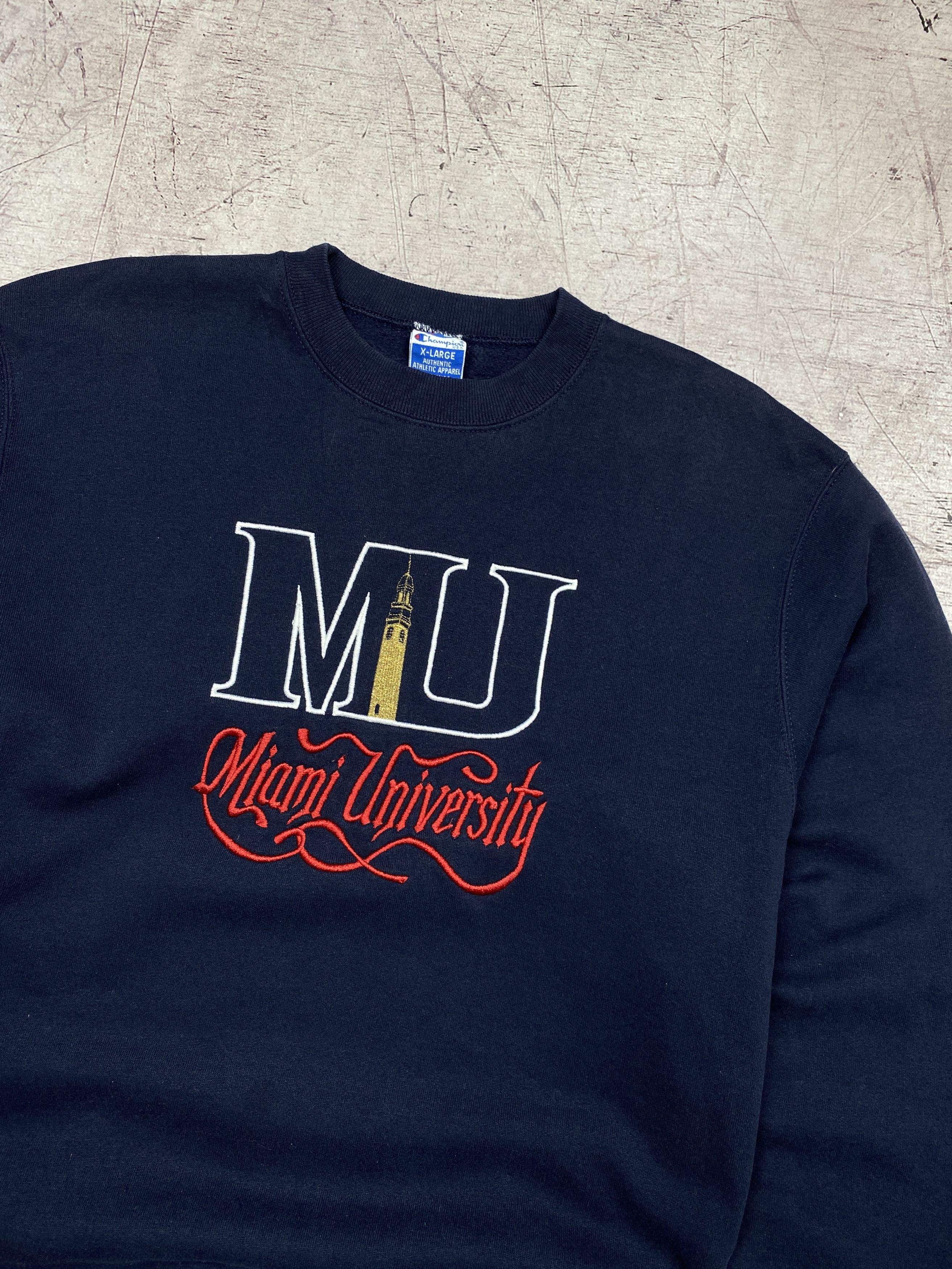 Champion University of Miami 90s Vintage Mens Crewneck Sweatshirt Size US XL / EU 56 / 4 - 2 Thumbnail