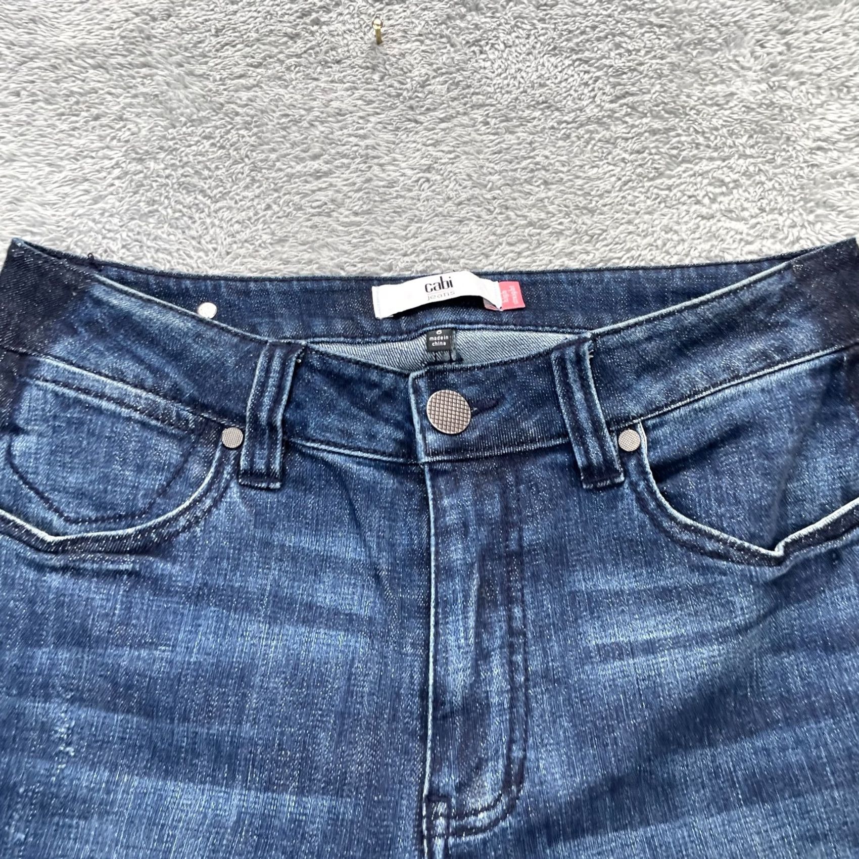 Vintage Cabi Jeans Womens 6 Blue High Rise Straight Leg Striped Denim Cotton Stretch Size 30" / US 8 / IT 44 - 7 Thumbnail