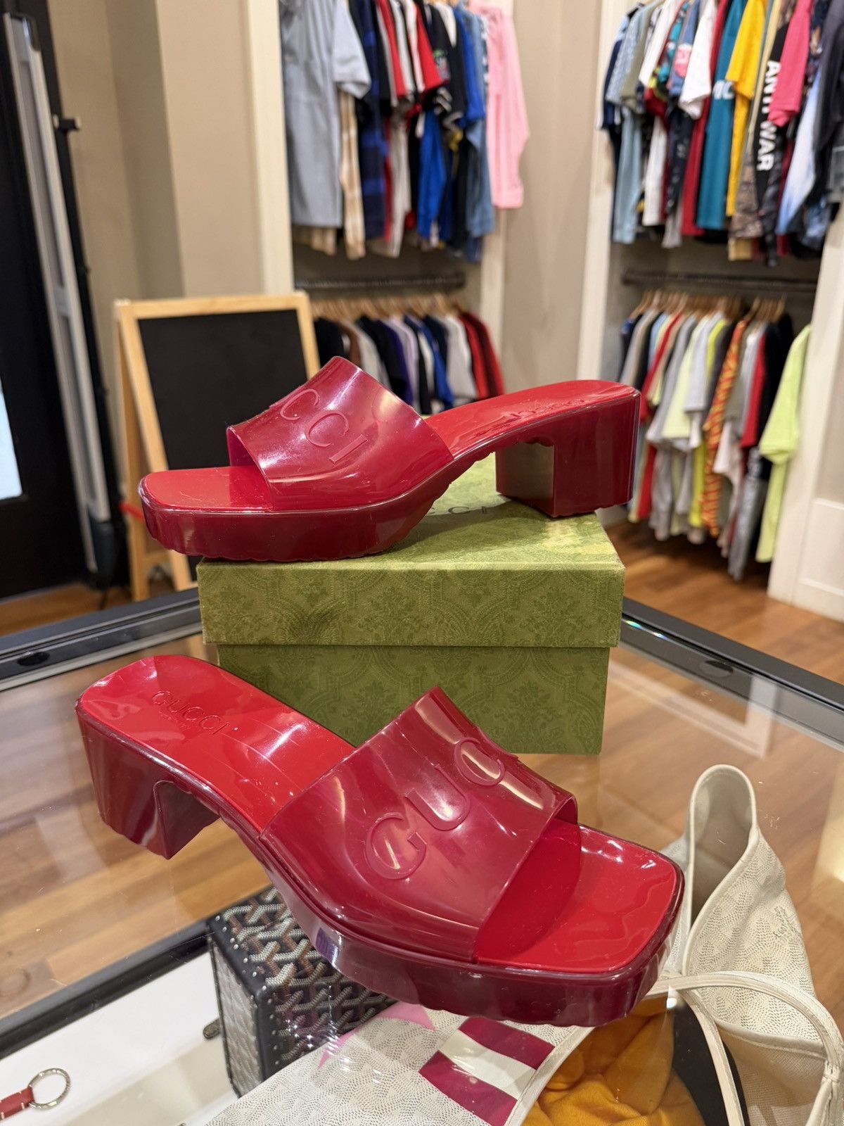 Gucci Gucci Rubber Jelly Platform Sandal - Hibiscus Red Size US 9 / IT 39 - 1 Thumbnail