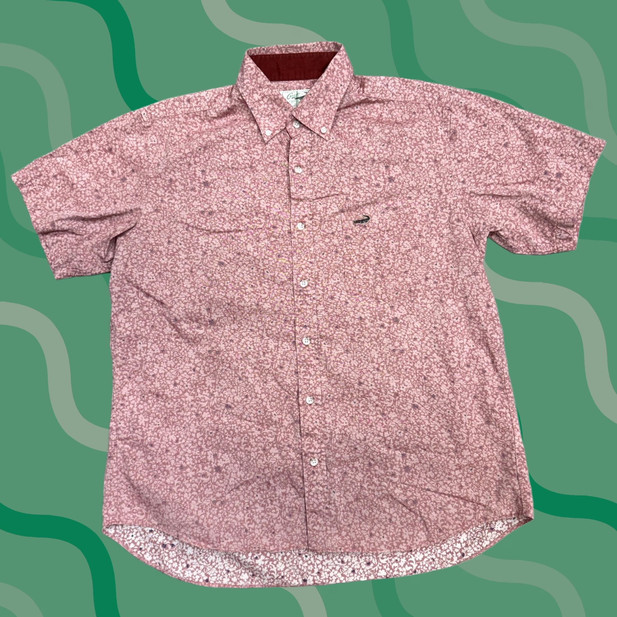 Vintage Crocodile Shirt Mens L Pink Floral Button Down Short Sleeve Japan Fabric Size US L / EU 52-54 / 3 - 1 Thumbnail