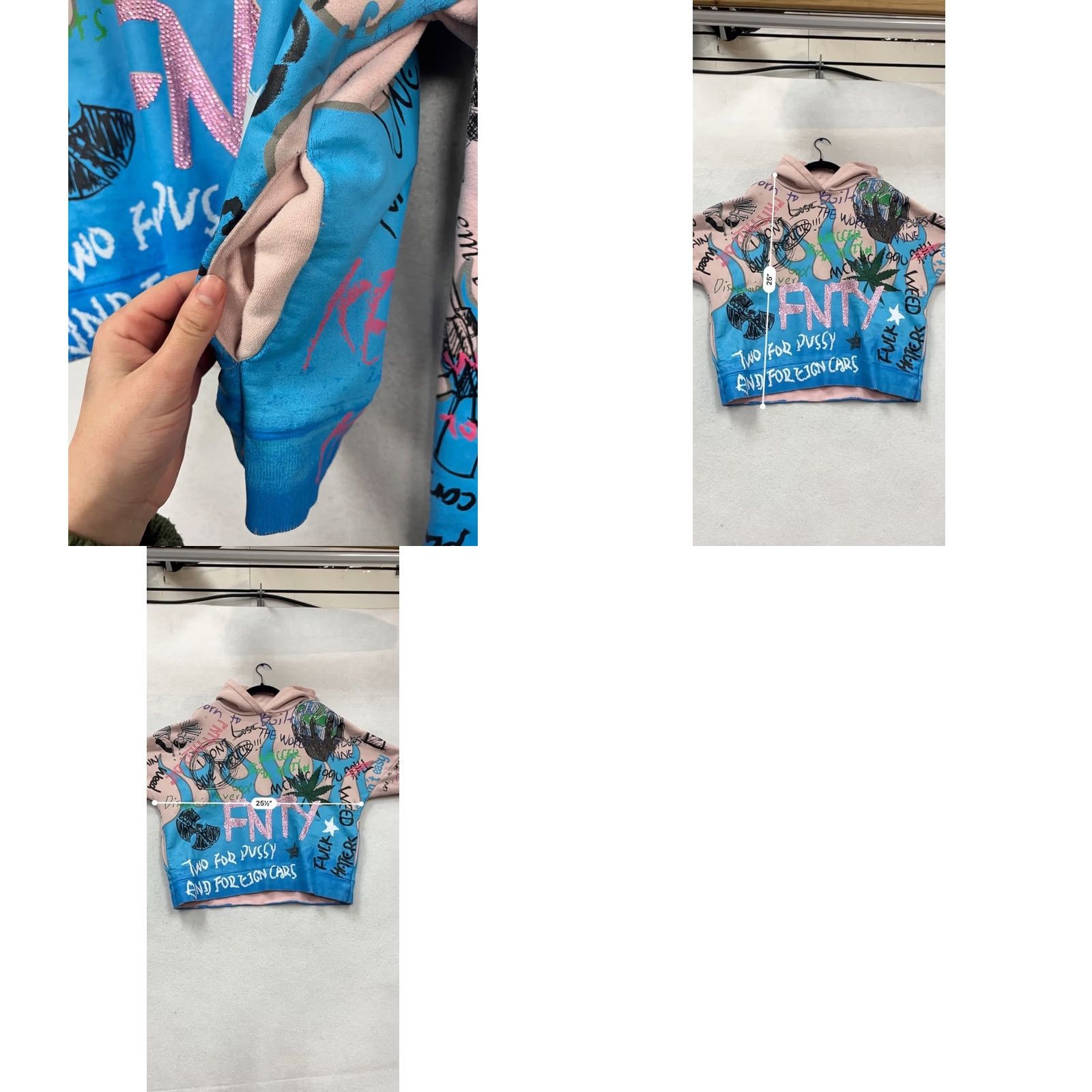 Pinko FNTY Hoodie Womens M Pink Blue Graffiti-Style Full Zip Graphic Cotton-Polyester Streetwear Size M / US 6-8 / IT 42-44 - 8 Thumbnail