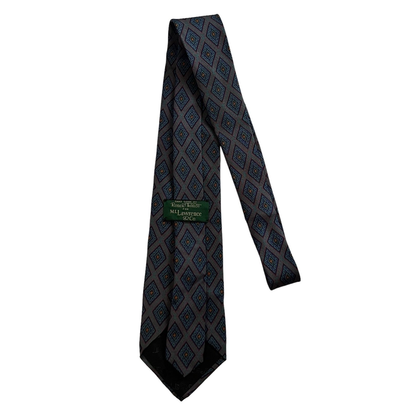 Robert Talbott Robert Talbott Gray Burgundy Blue Yellow Geometric Silk Tie Size ONE SIZE - 3 Thumbnail