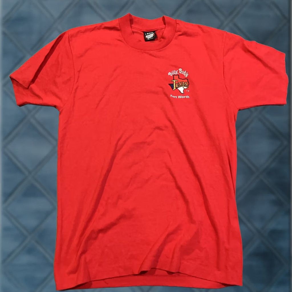 Vintage VINTAGE Screen Stars T-Shirt Men L Red Billy Bob's Fort Worth Texas 80s Graphic Tee Short Sleeve Crew Neck Dead Stock Single Stitch Size US L / EU 52-54 / 3 - 1 Thumbnail