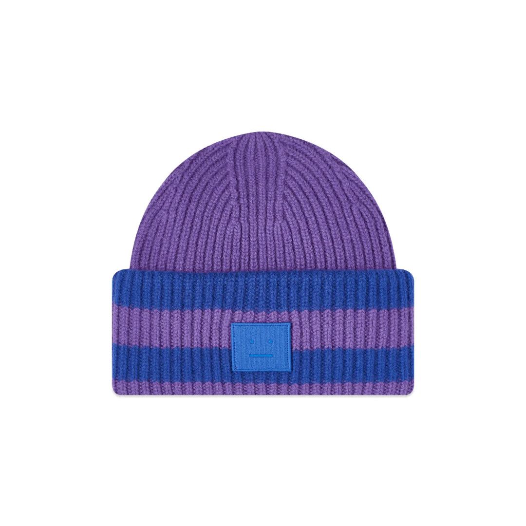 Acne Studios o1mle0424 Size: OS Unisex Logo Beanie in Blue & Purple Size ONE SIZE - 1 Thumbnail