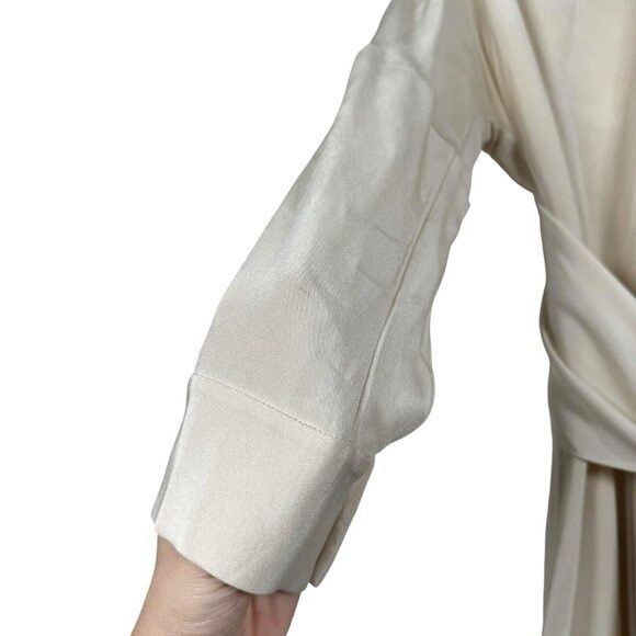 Designer × Tibi TIBI Tie-Belt Cream/Beige Women's Sz 4 Long Sleeve, Mock Nec Size S / US 4 / IT 40 - 6 Thumbnail