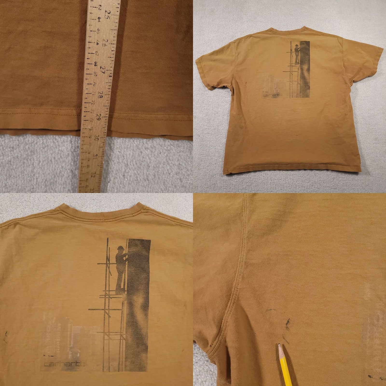 Carhartt VINTAGE Carhartt T-Shirt Mens 2XL Brown Graphic Short Sleeve Work Grunge Double Sided Size US XXL / EU 58 / 5 - 10 Thumbnail