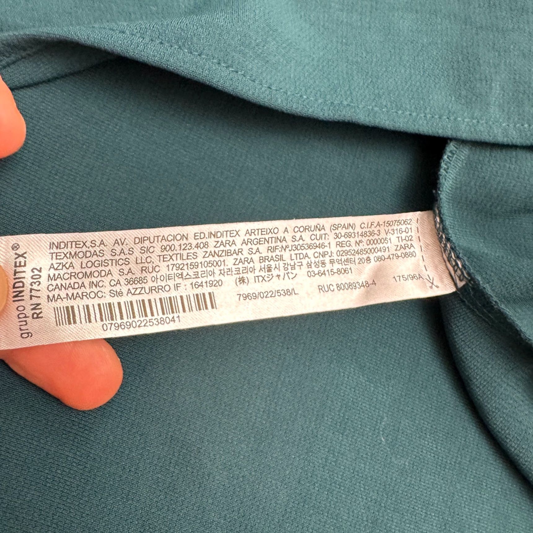 Zara Zara Collared V-Neck Midi Shift Dress Womens Large Teal Green 3/4 Sleeve Classic Size L / US 10 / IT 46 - 5 Thumbnail