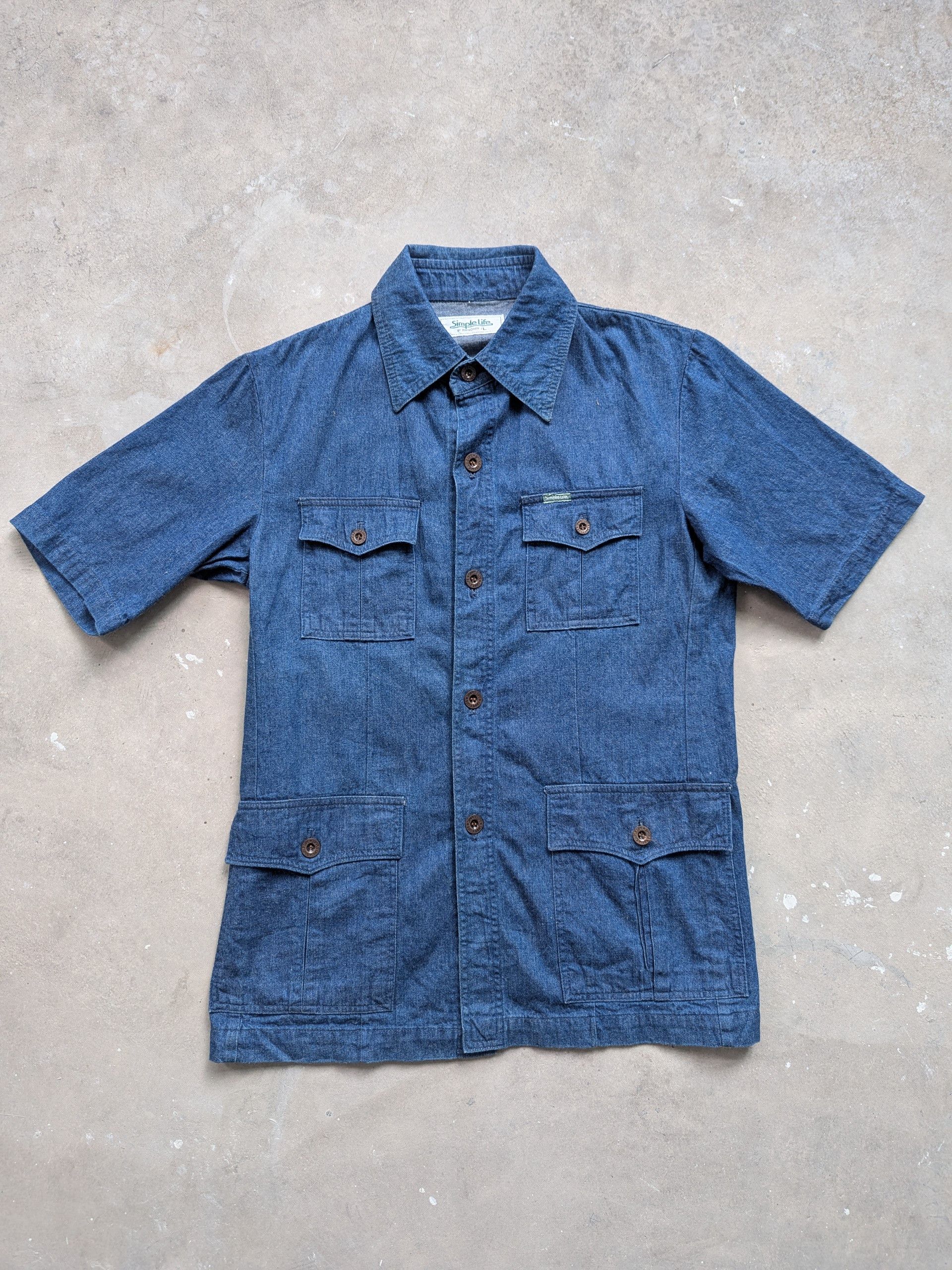 Japanese Brand × Vintage Vintage Simple Life Denim Shirt Button Up Size M / US 6-8 / IT 42-44 - 1 Thumbnail