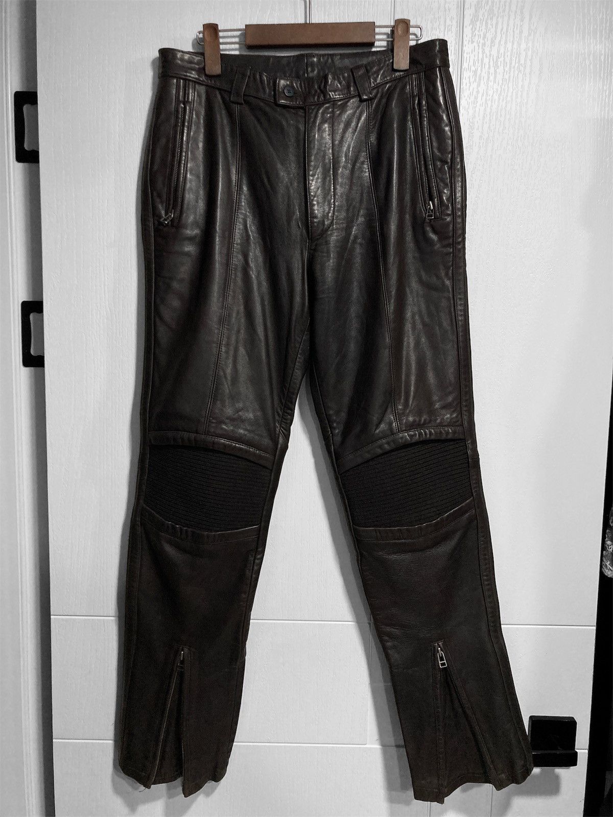 Issey Miyake 1996AW Issey Miyake Leather Biker Pants Archive Size US 33 - 1 Thumbnail