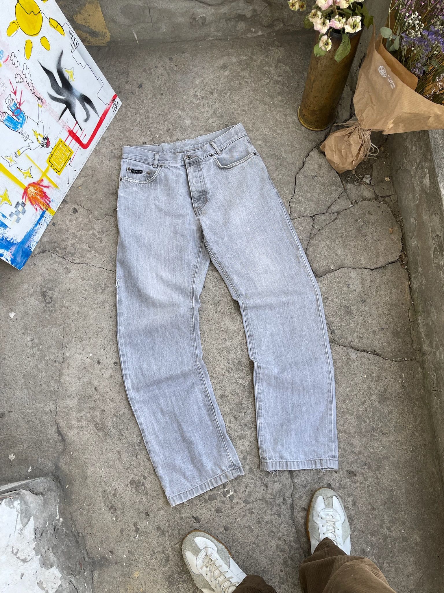 Vintage YSL Jeans Black logo Denim Pants Size US 30 / EU 46 - 2 Thumbnail