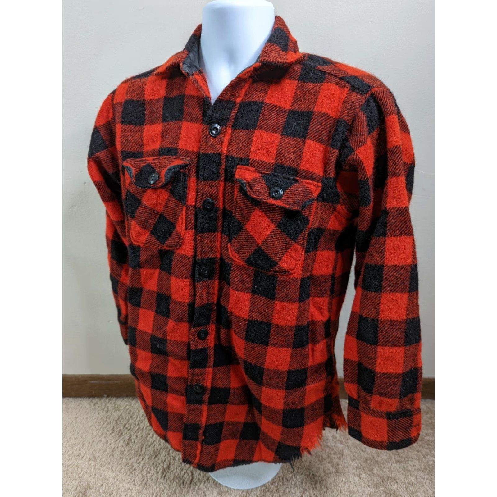 Vintage VINTAGE Chill Chaser Shirt Jacket Wool Flannel Buffalo Plaid Red Black M Mens 70s 80s Rockabilly Concert Chore Look Size US M / EU 48-50 / 2 - 3 Thumbnail