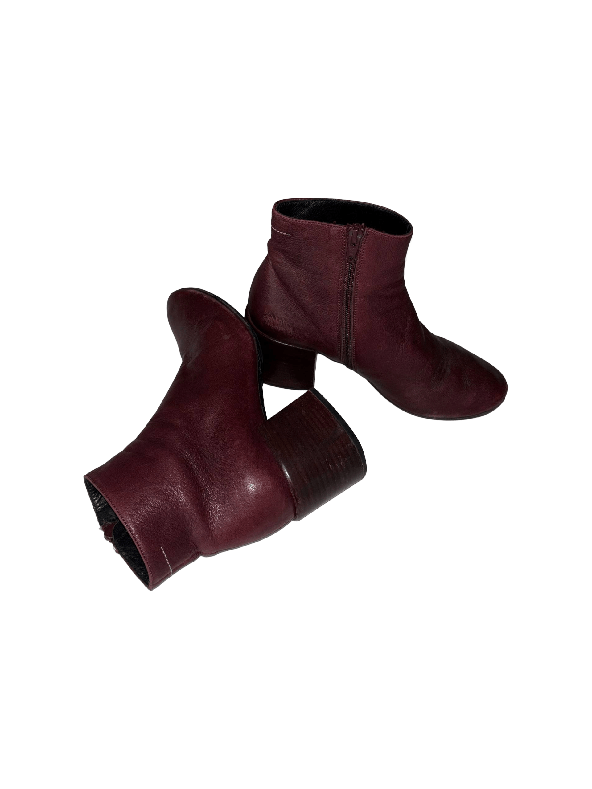Maison Margiela Maison Margiela Burgundy Leather Ankle Boots Size US 6.5 / IT 36.5 - 3 Thumbnail