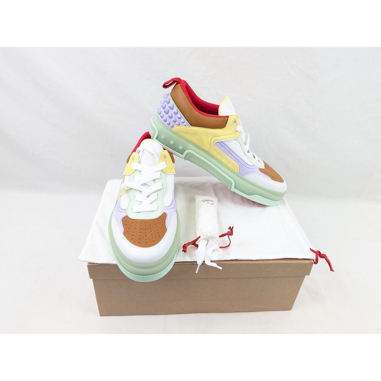 Christian Louboutin o1rshd1 Calf Astrol Loubi Flat Sneakers Studio Green/Lilac Size US 12 / EU 45 - 18 Thumbnail