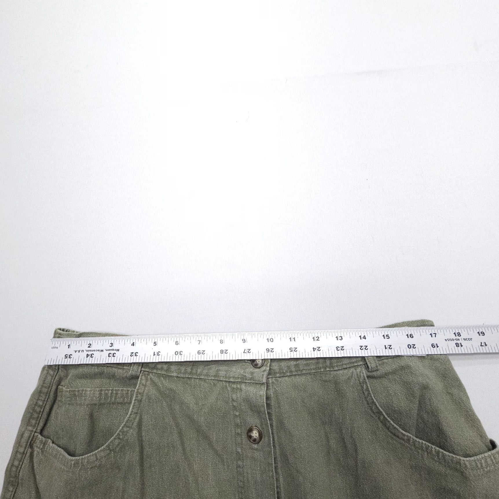 Vintage VINTAGE Woolrich Button Front Midi Skirt Size 18 Green United States Woolrich Women Skirt 80s 90s Casual Mens Womens Size 40" / US 18 - 5 Thumbnail