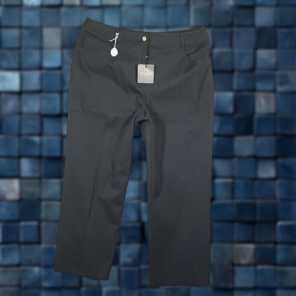 St. John St. John Caviar Ankle Pants The Marie Black Dress Sz 16 New 95 Size 38" / US 16 / IT 52 - 1 Thumbnail