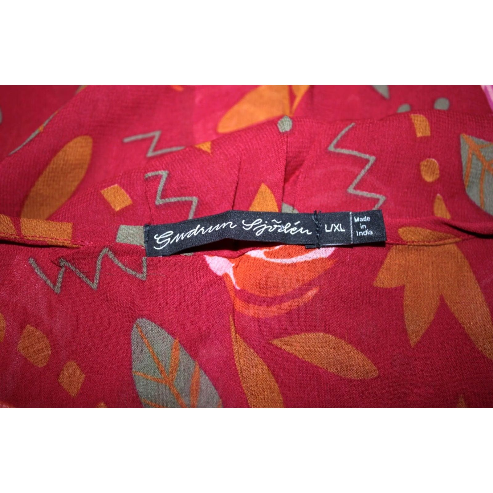 Vintage Gudrun Sjoden Dress Womens L/XL A-Line Midi Red Visco​se Shirt? Size L / US 10 / IT 46 - 5 Thumbnail
