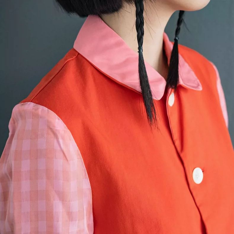Comme des Garcons Comme Des Garcons Red and Pink Patchwork Crew Neck Top Size S / US 4 / IT 40 - 6 Thumbnail