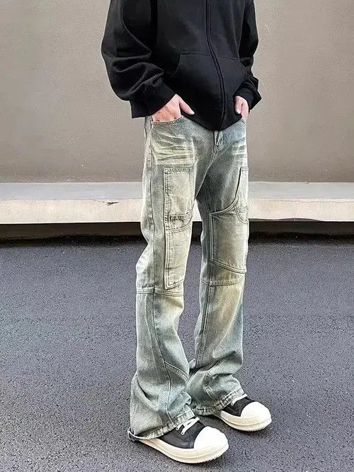 Japanese Brand Retro yellow mud-dyed distressed work jeans Size US 32 / EU 48 - 7 Thumbnail