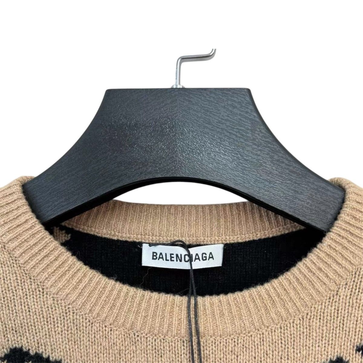 Balenciaga Balenciaga M All Over Logo Crewneck Sweater Beige Black Size M / US 6-8 / IT 42-44 - 3 Thumbnail