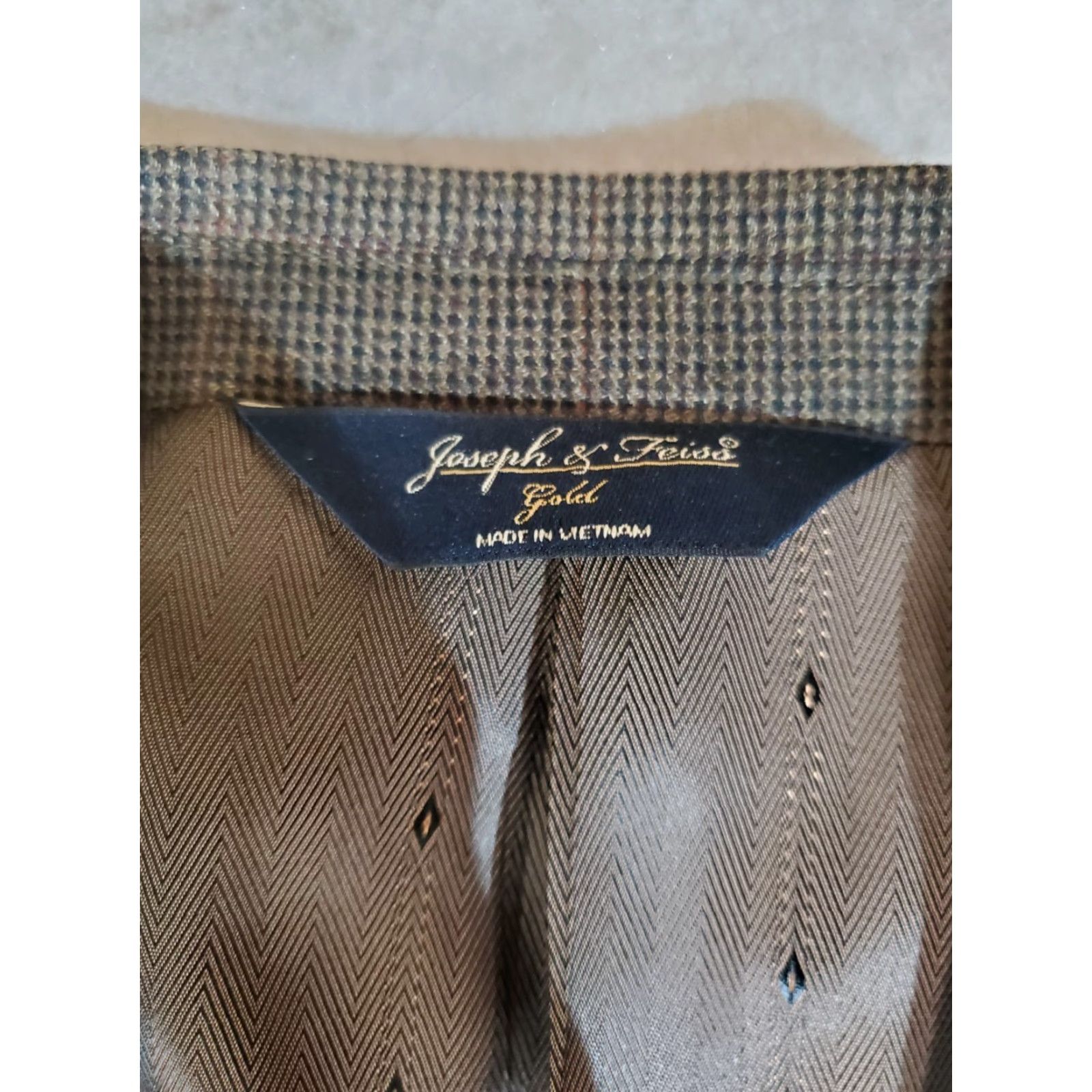 Joseph Joseph & Feiss Gold Signature Check Sport Coat 100% Wool Mens Size 42 Short Brown Houndstooth Dress Two Button Notch Size US 42 / EU 58 - 4 Thumbnail