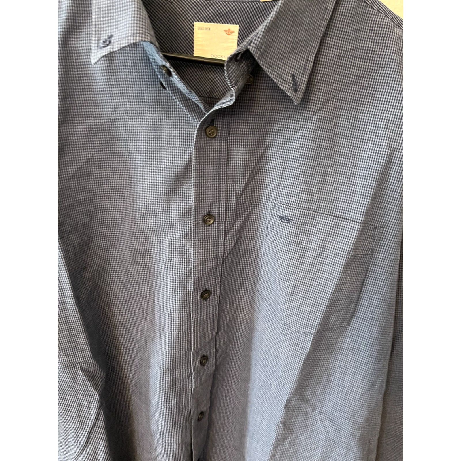 Dockers DOCKERS Button-Up Shirt Men Blue Plaid Gingham Long Sleeve Collared 2XL Regular Size XXL Cotton Blend Size US XXL / EU 58 / 5 - 3 Thumbnail