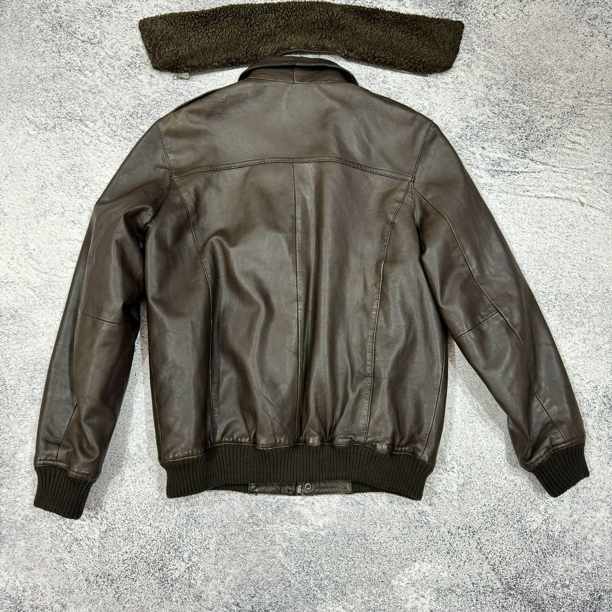 Other Mens Brown Sheepskin Leather Aviator Bomber Jacket Msz Size US M / EU 48-50 / 2 - 8 Thumbnail