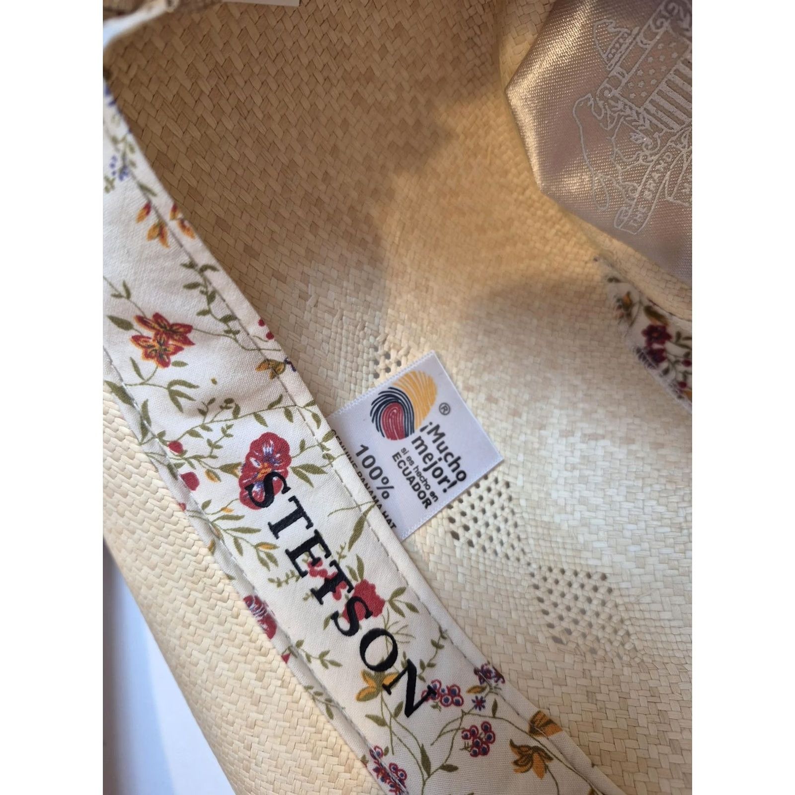 Stetson Stetson Hat Panama Mens One Size Beige Straw Leather Trim Lined Wide Brim Size ONE SIZE - 6 Thumbnail
